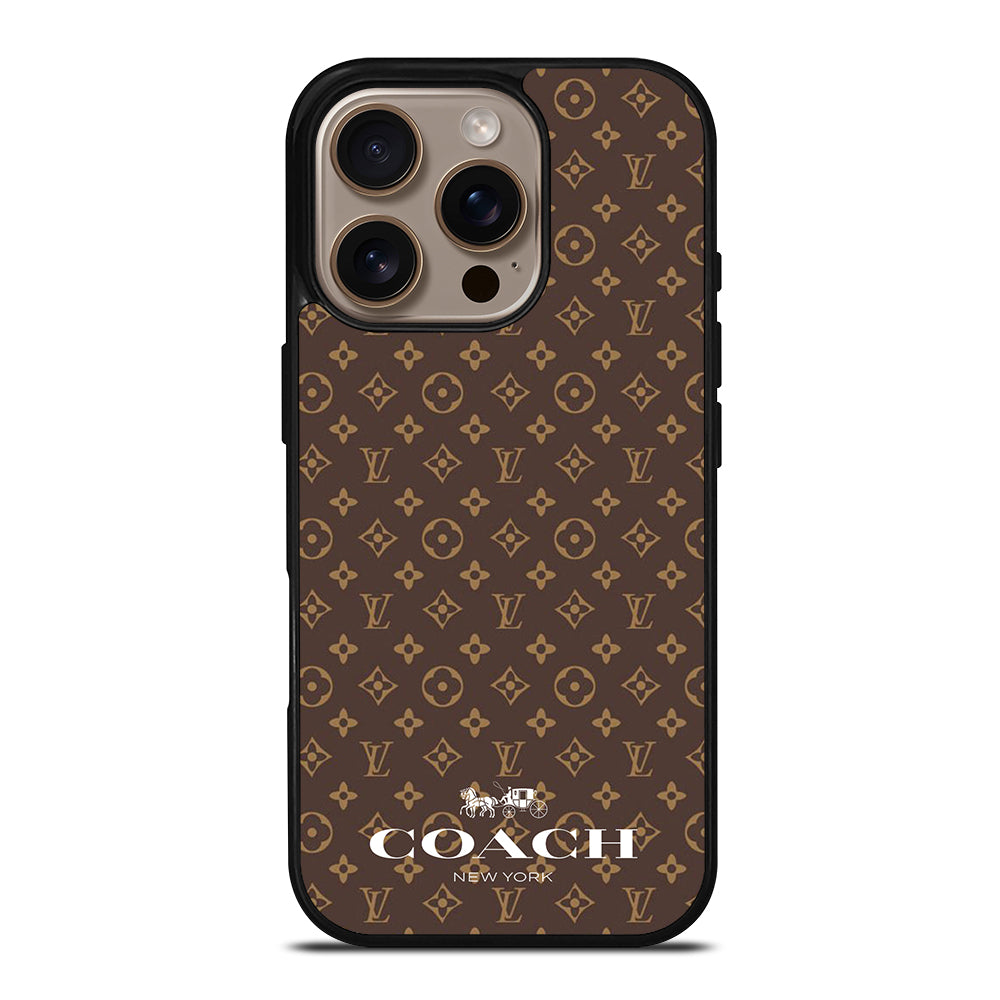 COACH NEW YORK PATTERN BROWN iPhone 16 Pro Case Cover