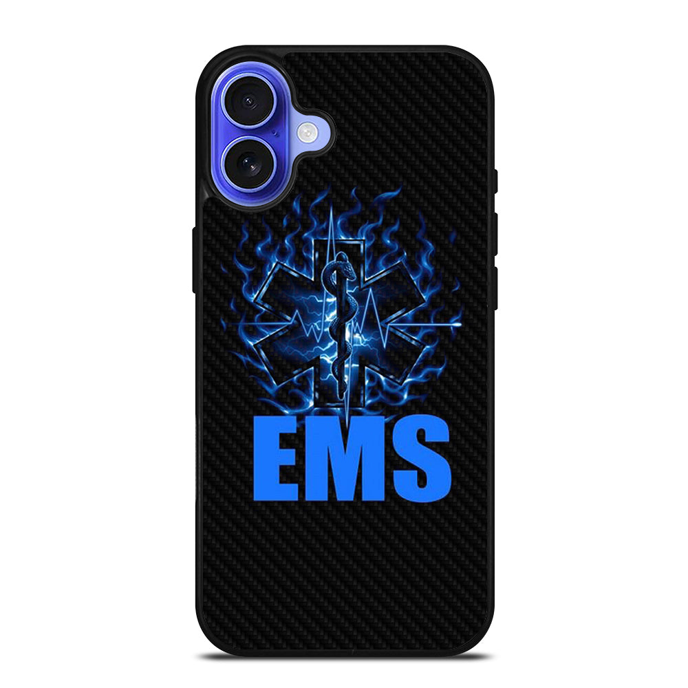 EMT EMS MEDICAL CARBON LOGO 2 iPhone 16 Case Cover