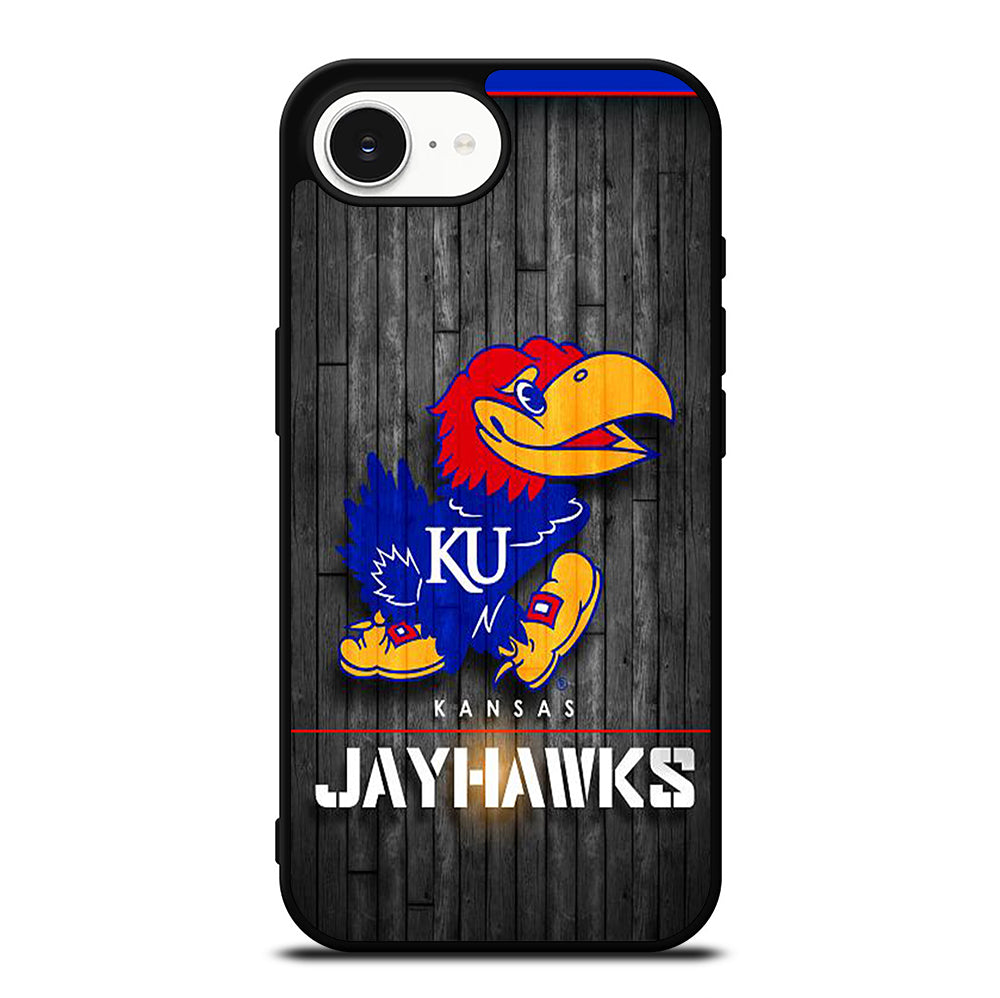 KANSAS JAYHAWKS NBA WOODEN LOGO iPhone 16e Case Cover