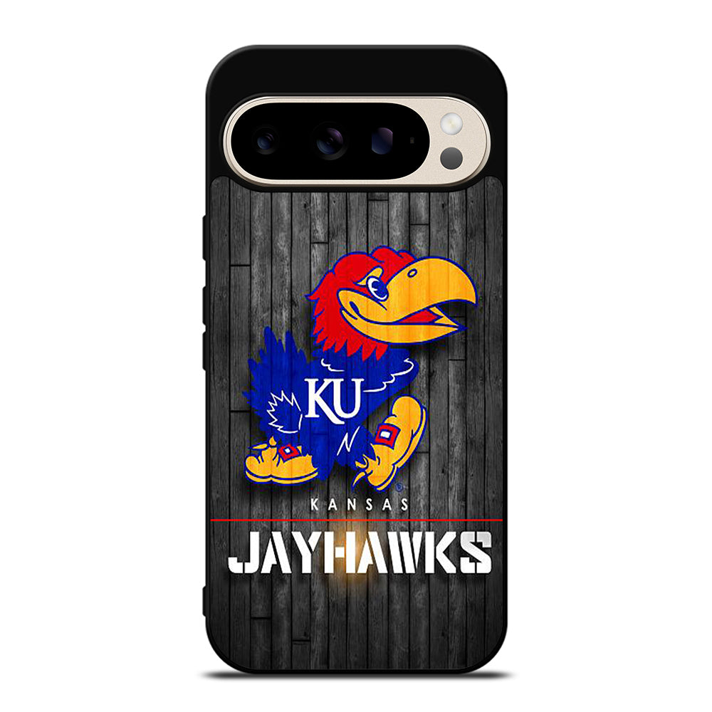 KANSAS JAYHAWKS NBA WOODEN LOGO Google Pixel 9 Pro Case Cover