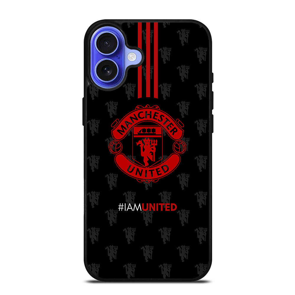 MANCHESTER UNITED SOCCER LOGO BLACK iPhone 16 Case Cover