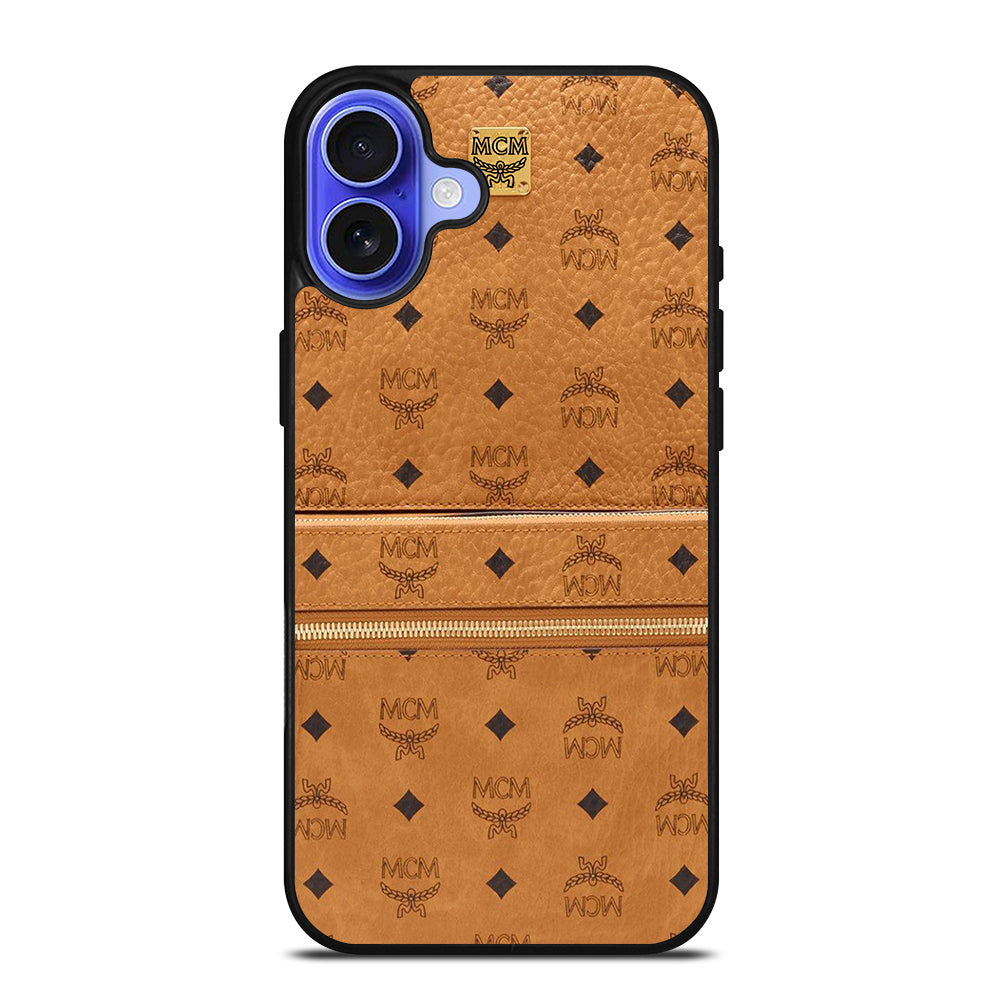 MCM WORLD WIDE BROWN LOGO 1 iPhone 16 Case Cover