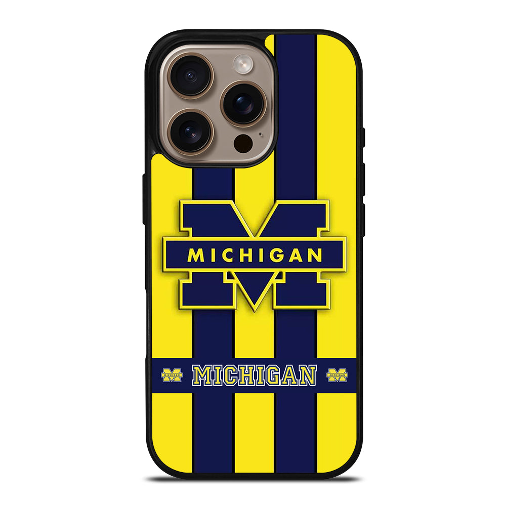 MICHIGAN WOLVERINES STRIPE LOGO iPhone 16 Pro Case Cover
