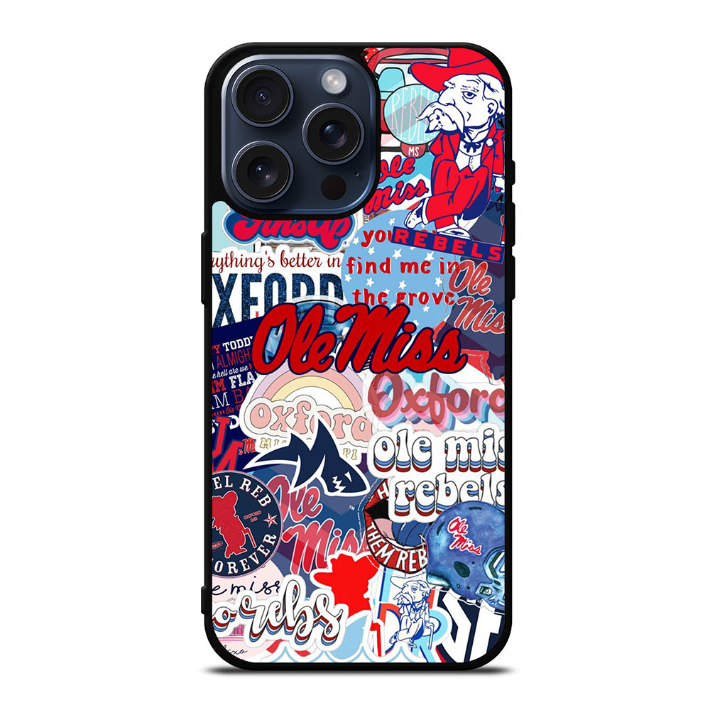 OLE MISS UNIVERSITY FOOTBALL LOGO PATTERN iPhone 15 Pro Max Case Cover