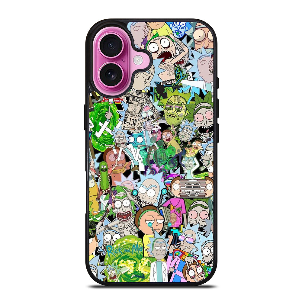 RICK AND MORTY COLLAGE CARTOON iPhone 16 Plus Case Cover