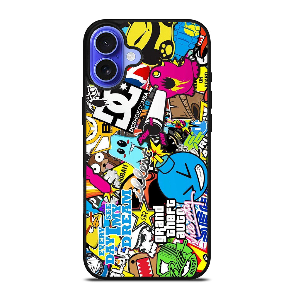 STICKER BOMB DC PATTERN 1 iPhone 16 Case Cover