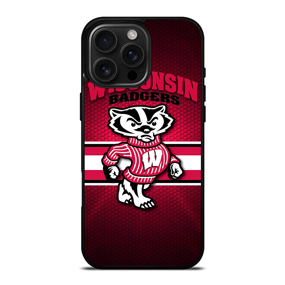 WISCONSIN BADGERS METAL LOGO iPhone 16 Pro Max Case Cover
