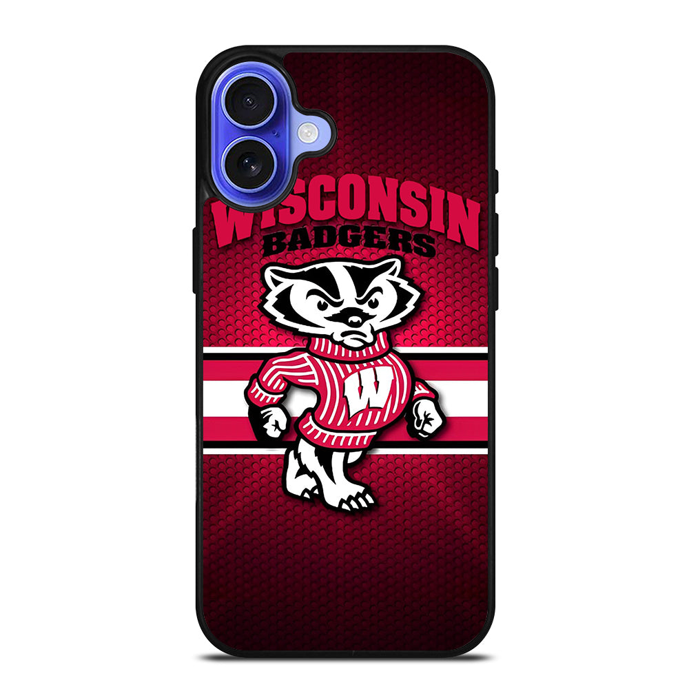 WISCONSIN BADGERS METAL LOGO iPhone 16 Case Cover