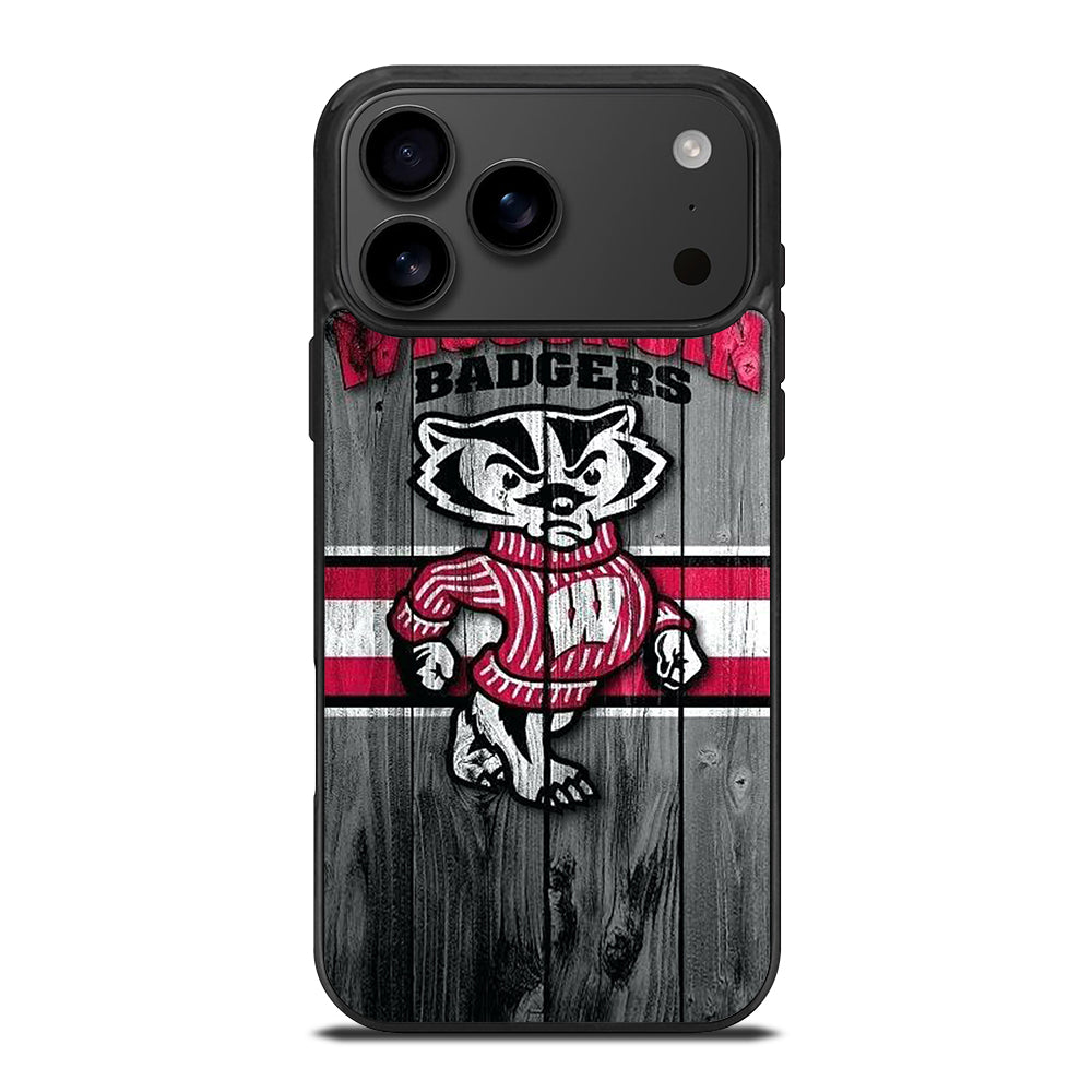 WISCONSIN BADGERS WOODEN LOGO iPhone 17 Pro Max Case Cover
