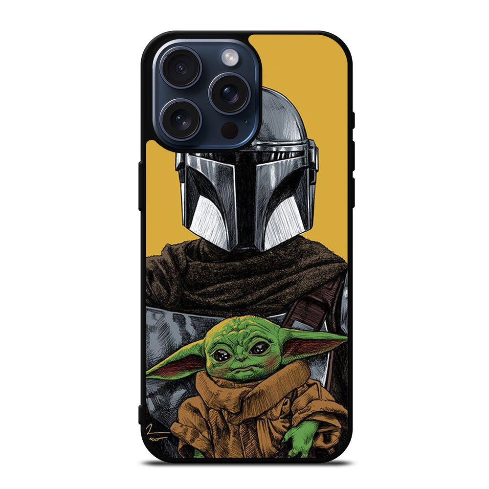 BABY YODA AND THE MANDALORIAN MOSAIC iPhone 15 Pro Max Case Cover