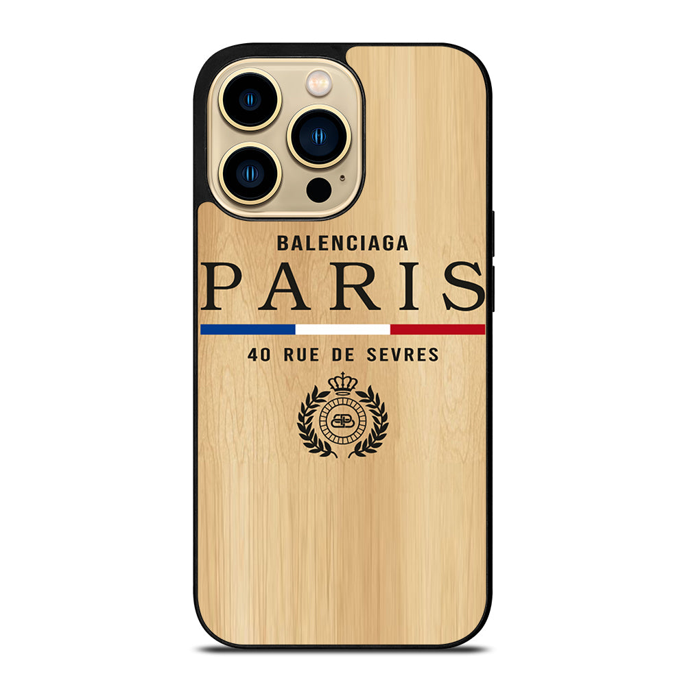 BALENCIAGA PARIS WOODEN LOGO iPhone 14 Pro Max Case Cover