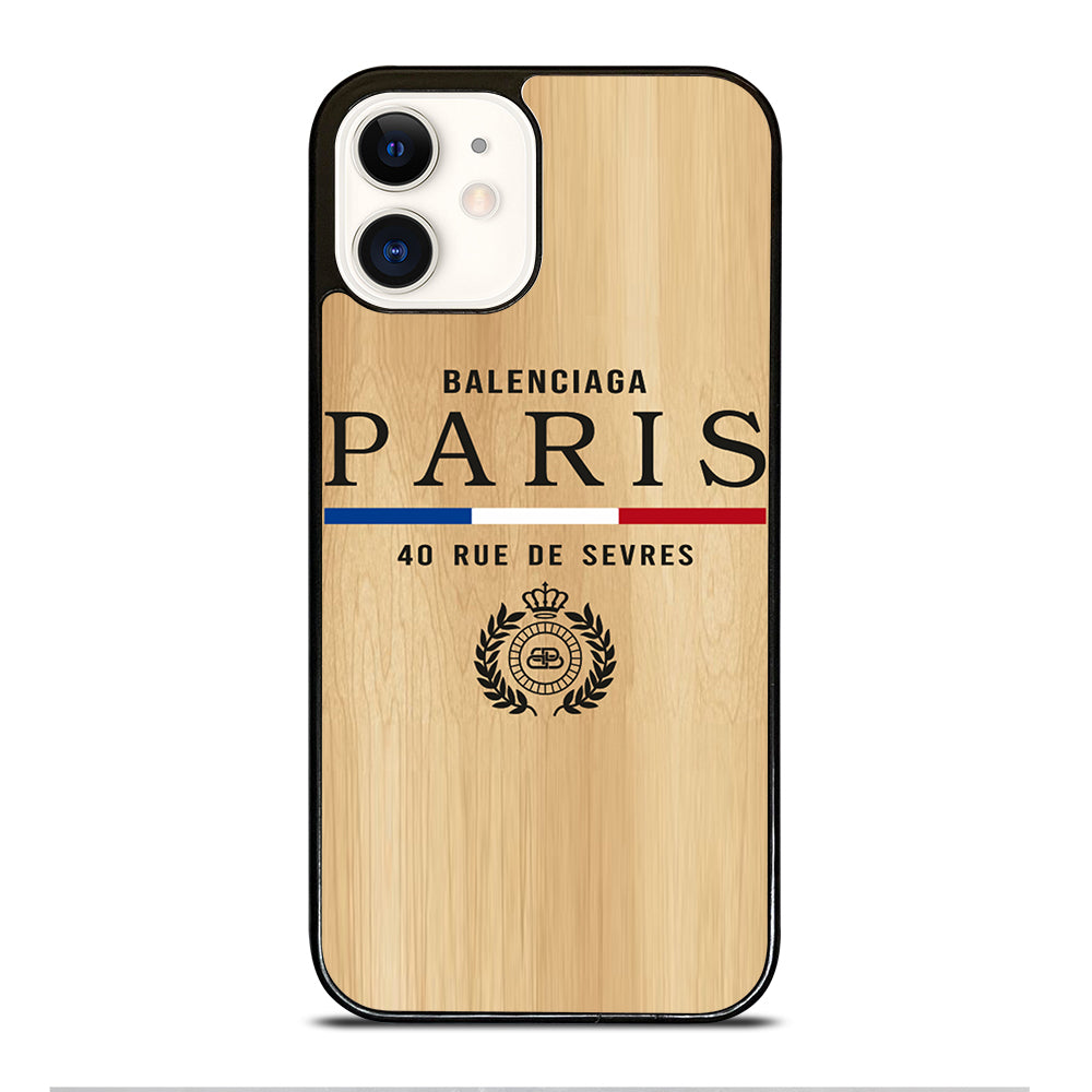 BALENCIAGA PARIS WOODEN LOGO iPhone 12 Case Cover