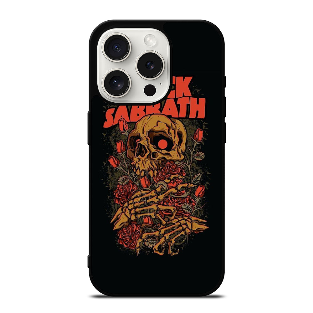 BLACK SABBATH ROSE SKULL BAND iPhone 15 Pro Case Cover