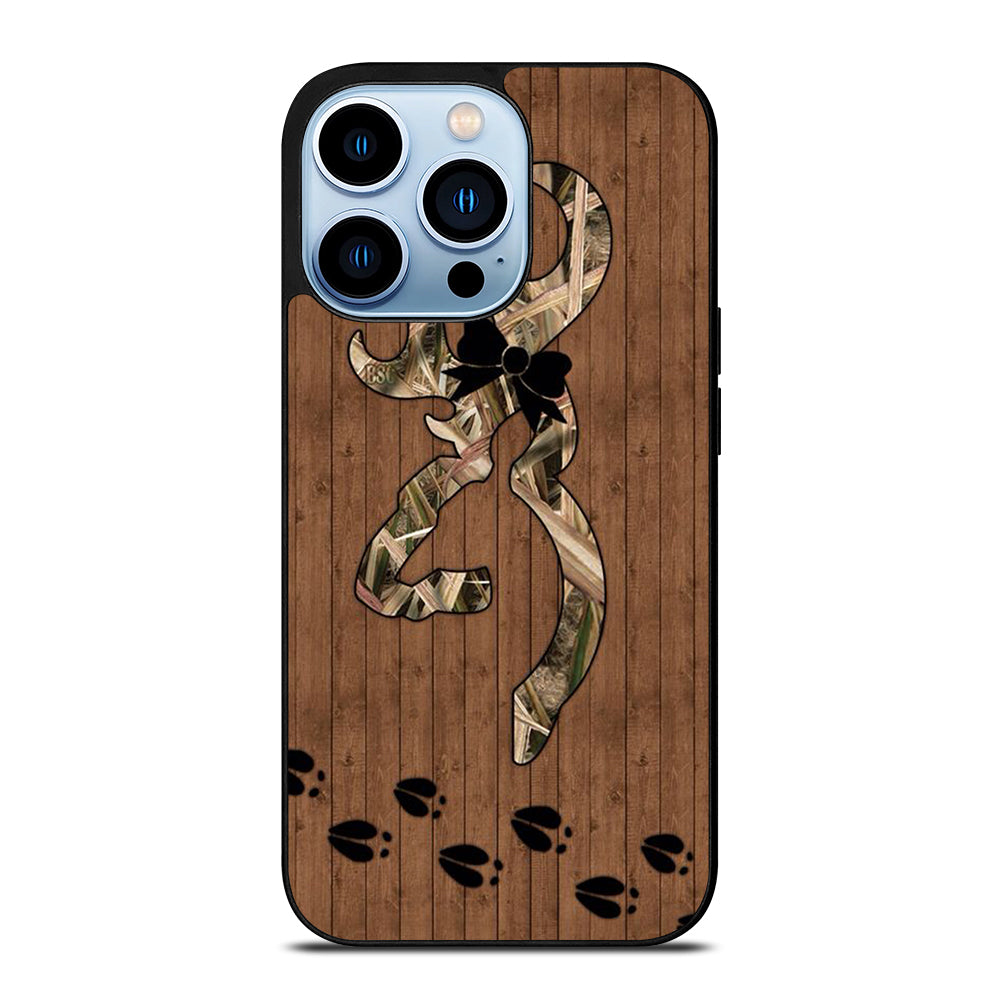 BROWNING DEER WOODEN CAMO LOGO iPhone 13 Pro Max Case Cover