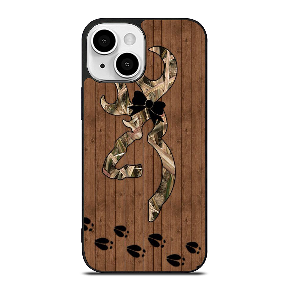 BROWNING DEER WOODEN CAMO LOGO iPhone 13 Mini Case Cover