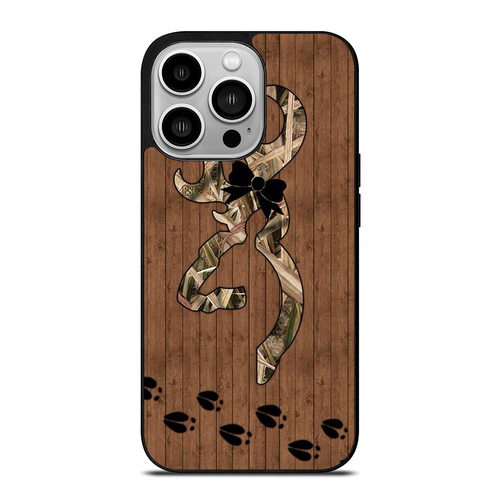 BROWNING DEER WOODEN CAMO LOGO iPhone 14 Pro Case Cover