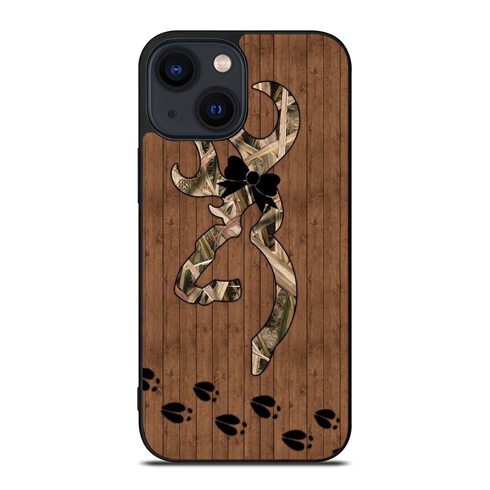 BROWNING DEER WOODEN CAMO LOGO iPhone 14 Plus Case Cover