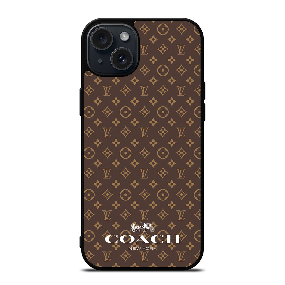 COACH NEW YORK PATTERN BROWN iPhone 15 Plus Case Cover
