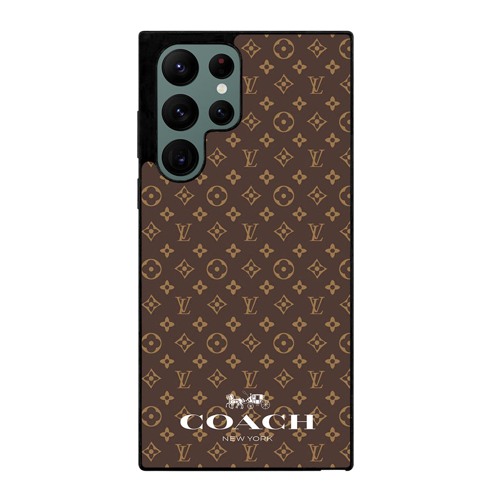 COACH NEW YORK PATTERN BROWN Samsung Galaxy S22 Ultra Case Cover