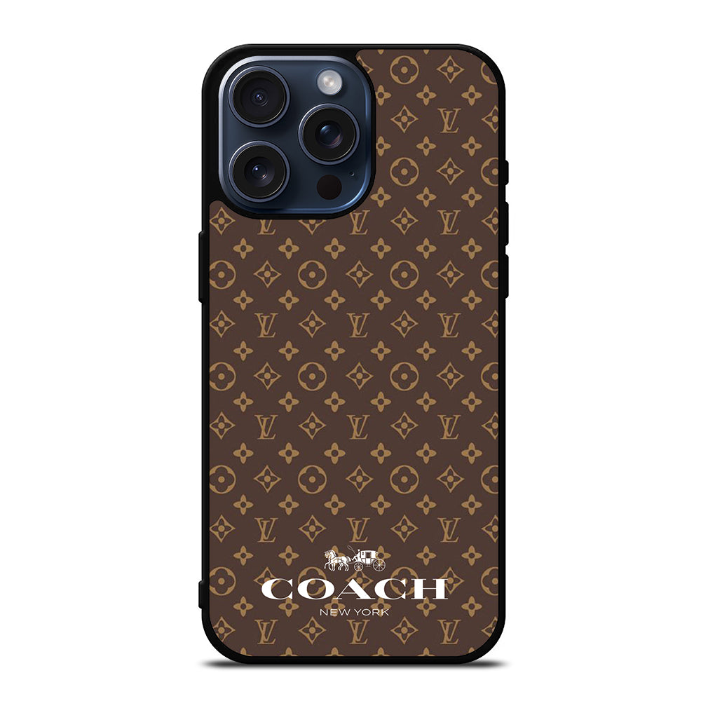 COACH NEW YORK PATTERN BROWN iPhone 15 Pro Max Case Cover