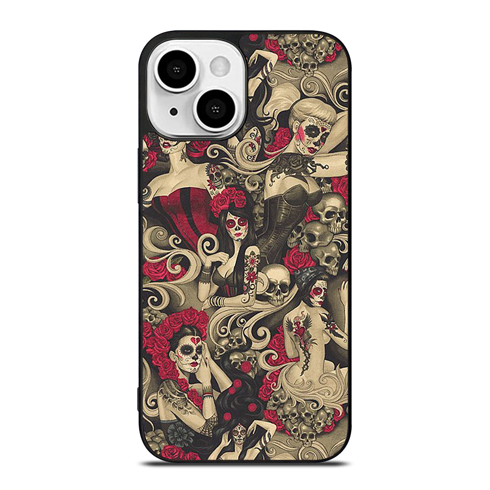 DAY OF THE DEAD SKULL ART iPhone 13 Mini Case Cover