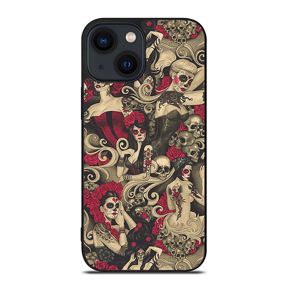 DAY OF THE DEAD SKULL ART iPhone 14 Plus Case Cover