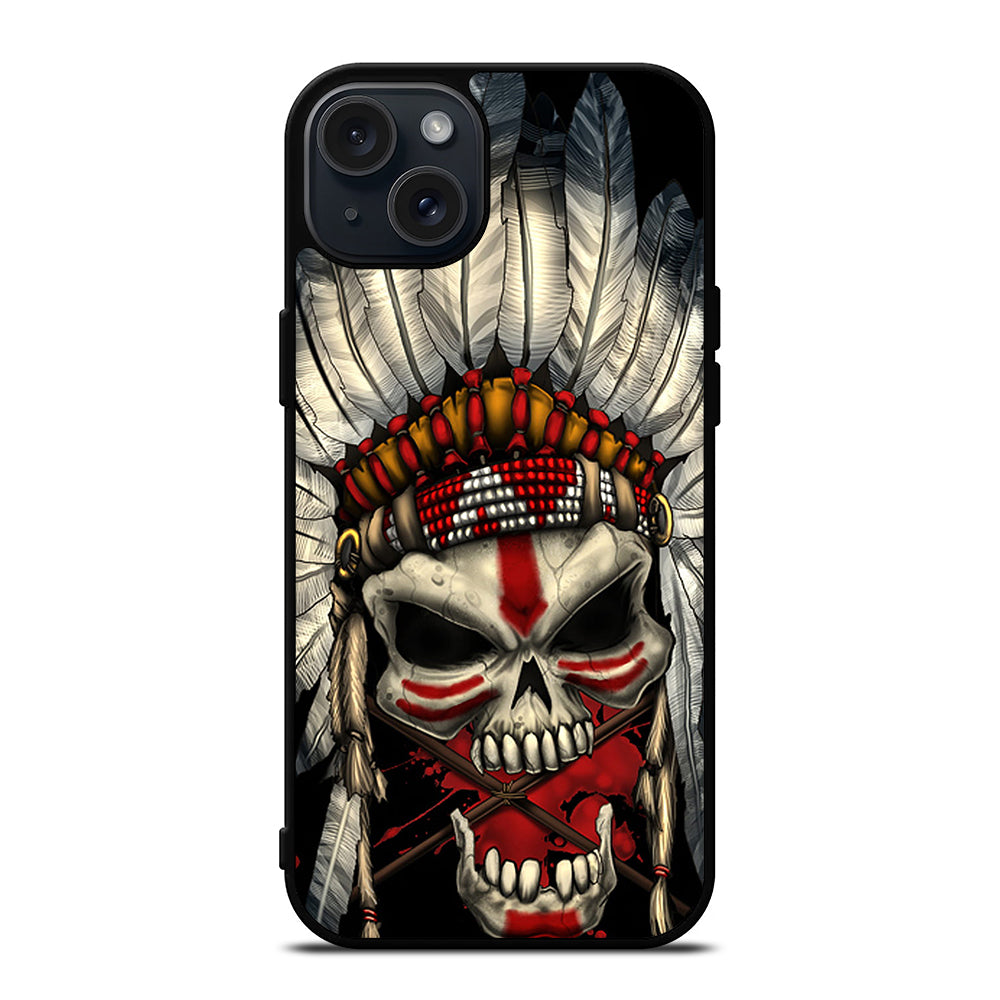 INDIAN FEATHER SKULL ART 1 iPhone 15 Plus Case Cover