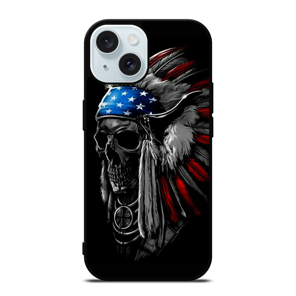 INDIAN FEATHER SKULL ART 3 iPhone 15 Case Cover