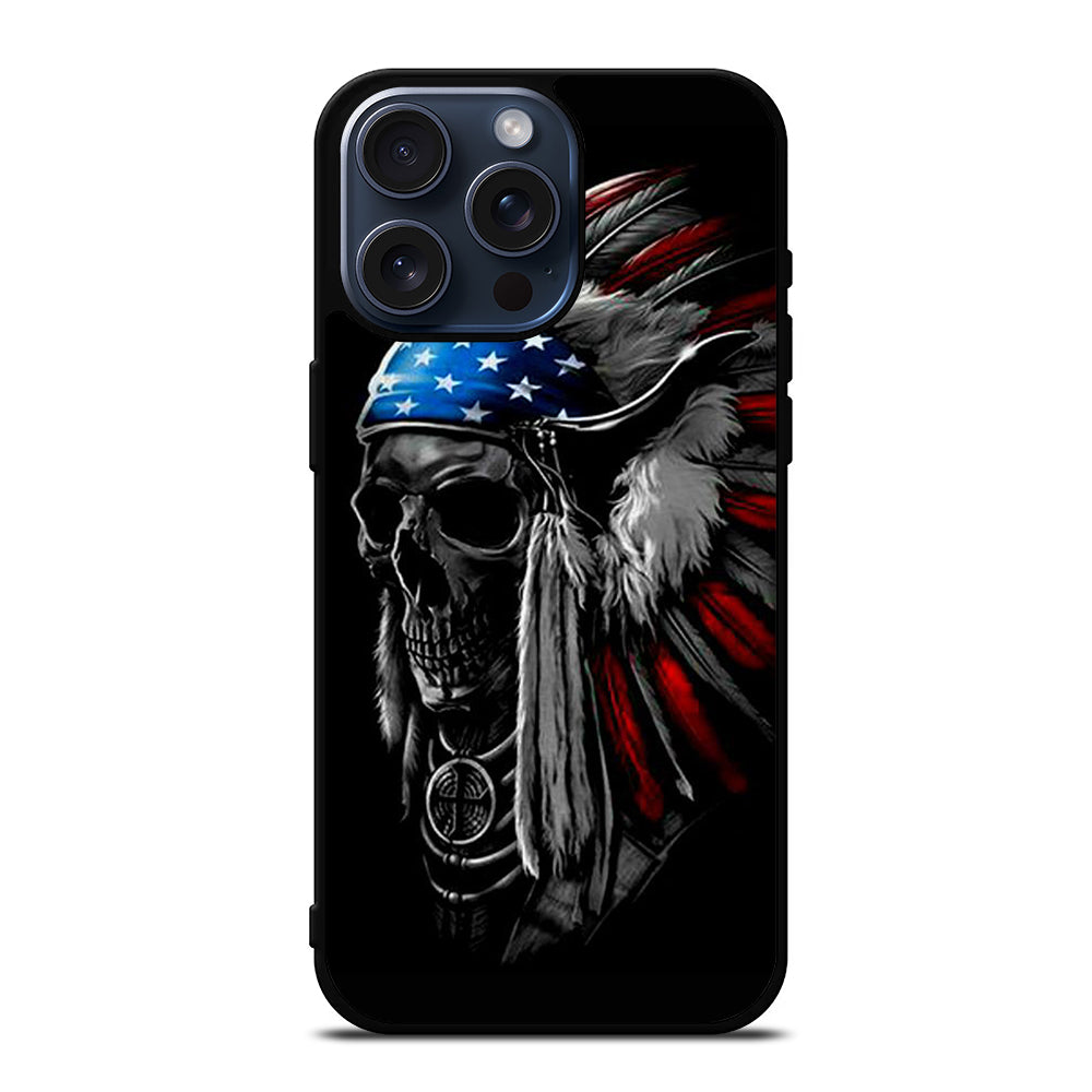 INDIAN FEATHER SKULL ART 3 iPhone 15 Pro Max Case Cover