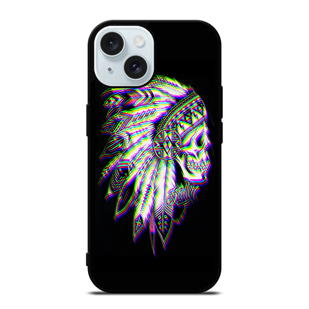 INDIAN FEATHER SKULL LOGO iPhone 15 Case Cover