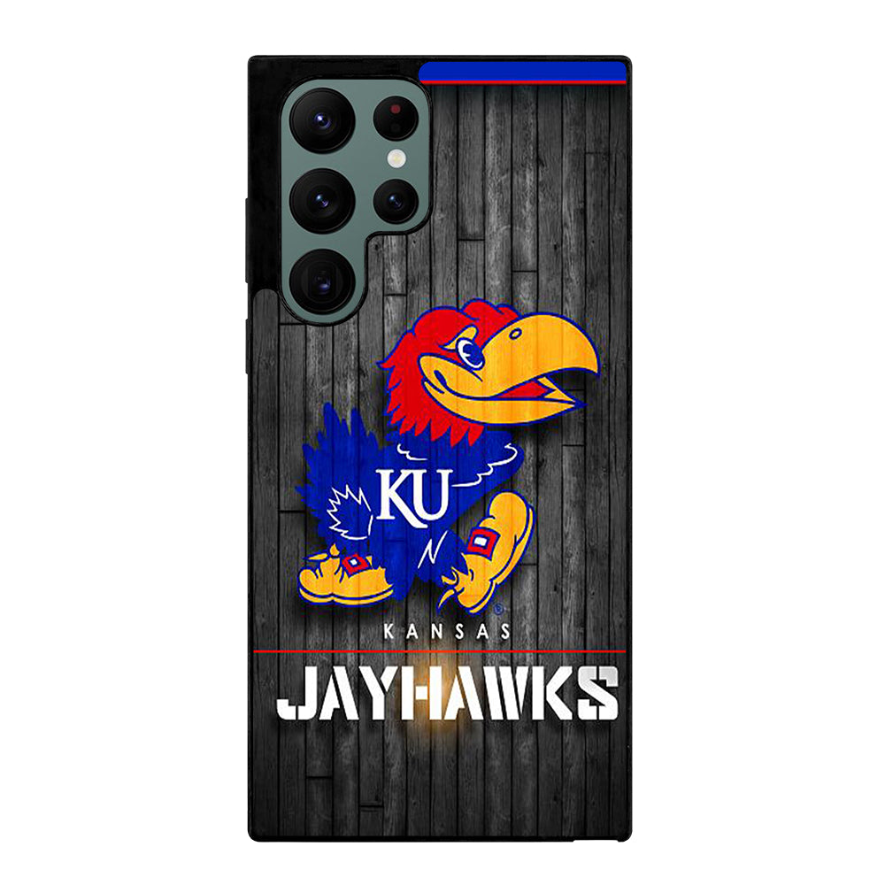 KANSAS JAYHAWKS NBA WOODEN LOGO Samsung Galaxy S22 Ultra Case Cover
