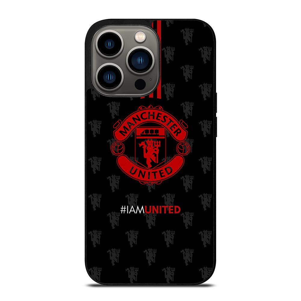 MANCHESTER UNITED SOCCER LOGO BLACK iPhone 13 Pro Case Cover