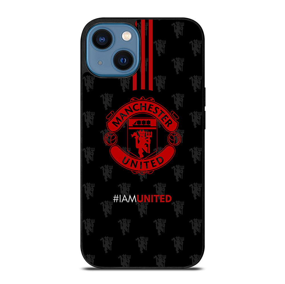 MANCHESTER UNITED SOCCER LOGO BLACK iPhone 14 Case Cover
