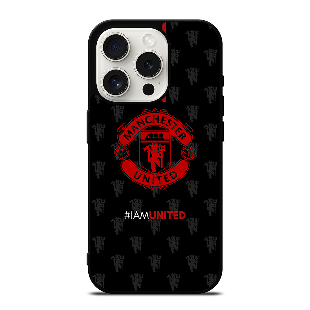 MANCHESTER UNITED SOCCER LOGO BLACK iPhone 15 Pro Case Cover