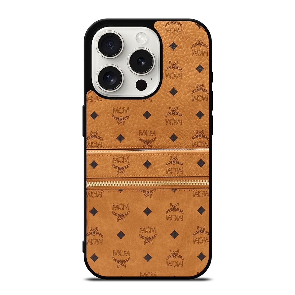 MCM WORLD WIDE BROWN LOGO 1 iPhone 15 Pro Case Cover
