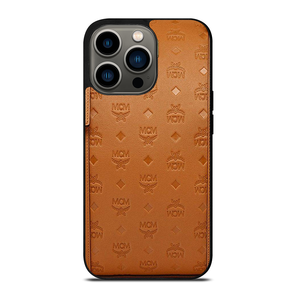 MCM WORLD WIDE BROWN LOGO 2 iPhone 13 Pro Case Cover