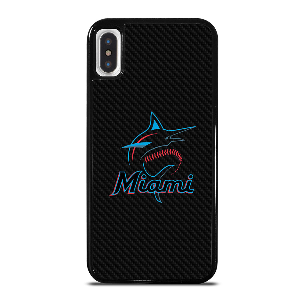 MIAMI MARLINS LOGO CARBON iPhone X / XS Case Cover