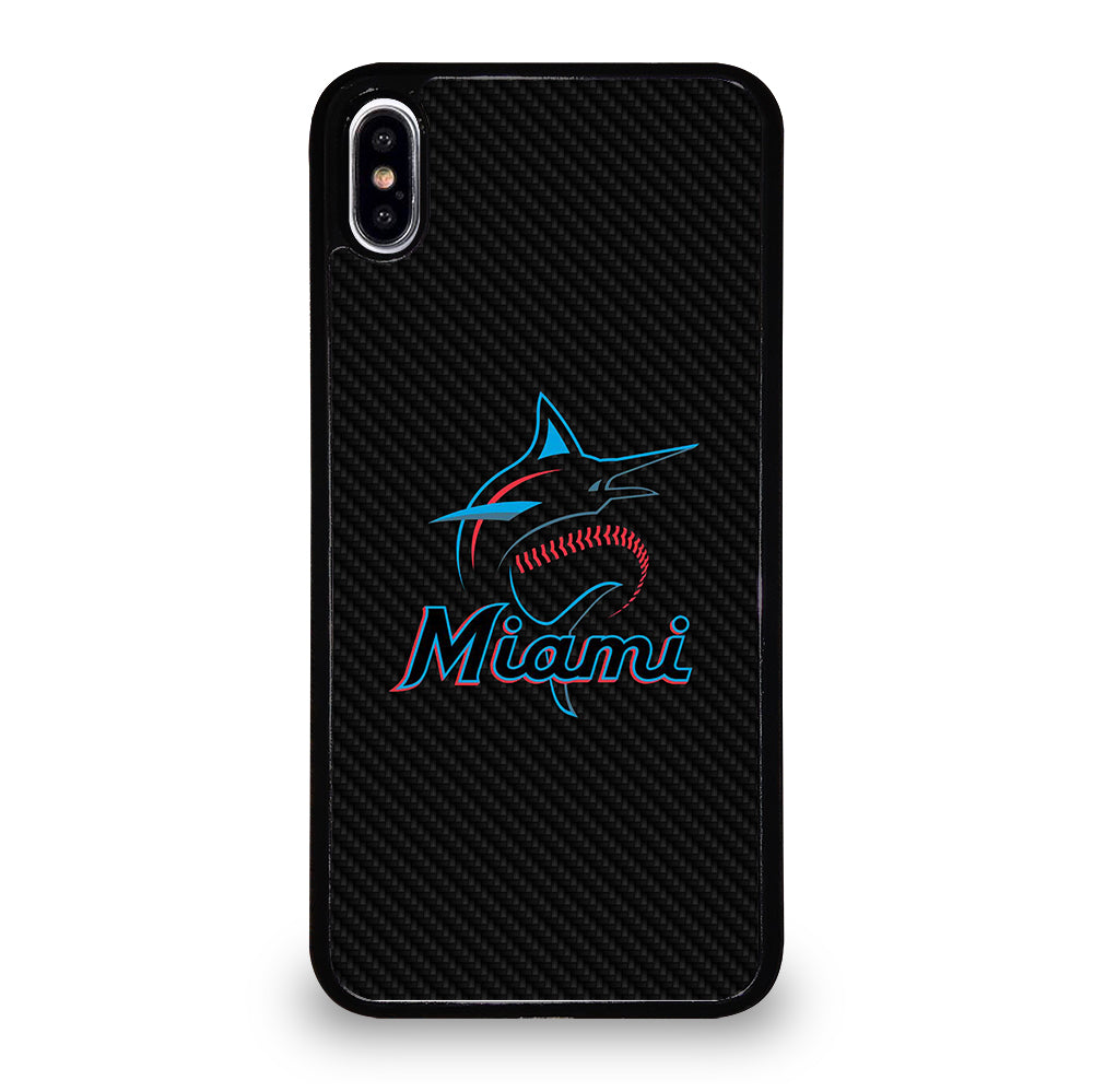 MIAMI MARLINS LOGO CARBON iPhone XS Max Case Cover