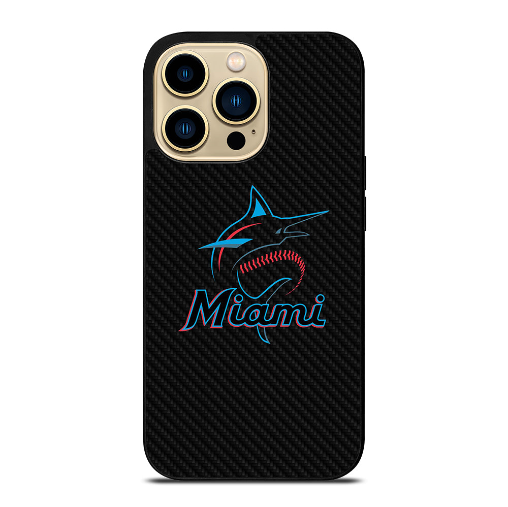 MIAMI MARLINS LOGO CARBON iPhone 14 Pro Max Case Cover