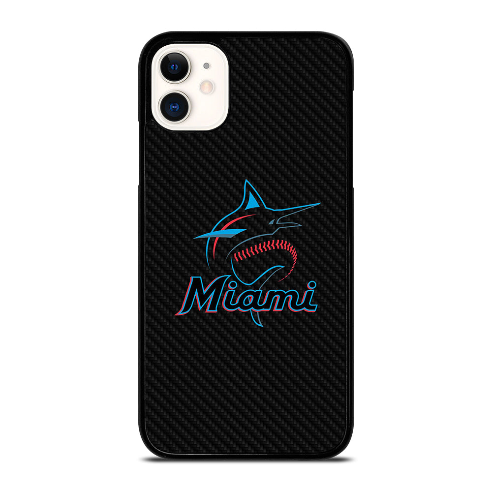 MIAMI MARLINS LOGO CARBON iPhone 11 Case Cover