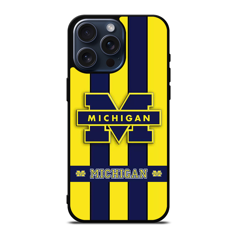 MICHIGAN WOLVERINES STRIPE LOGO iPhone 15 Pro Max Case Cover