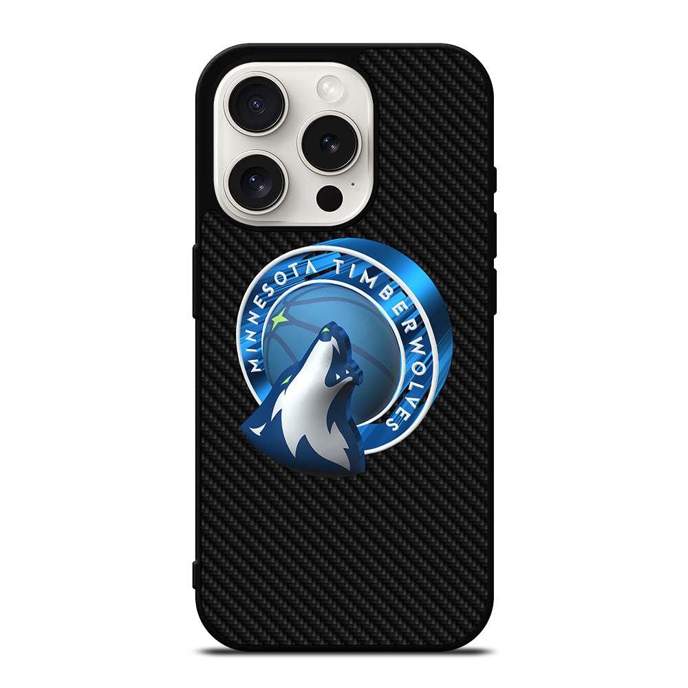 MINNESOTA TIMBERWOLVES CARBON iPhone 15 Pro Case Cover