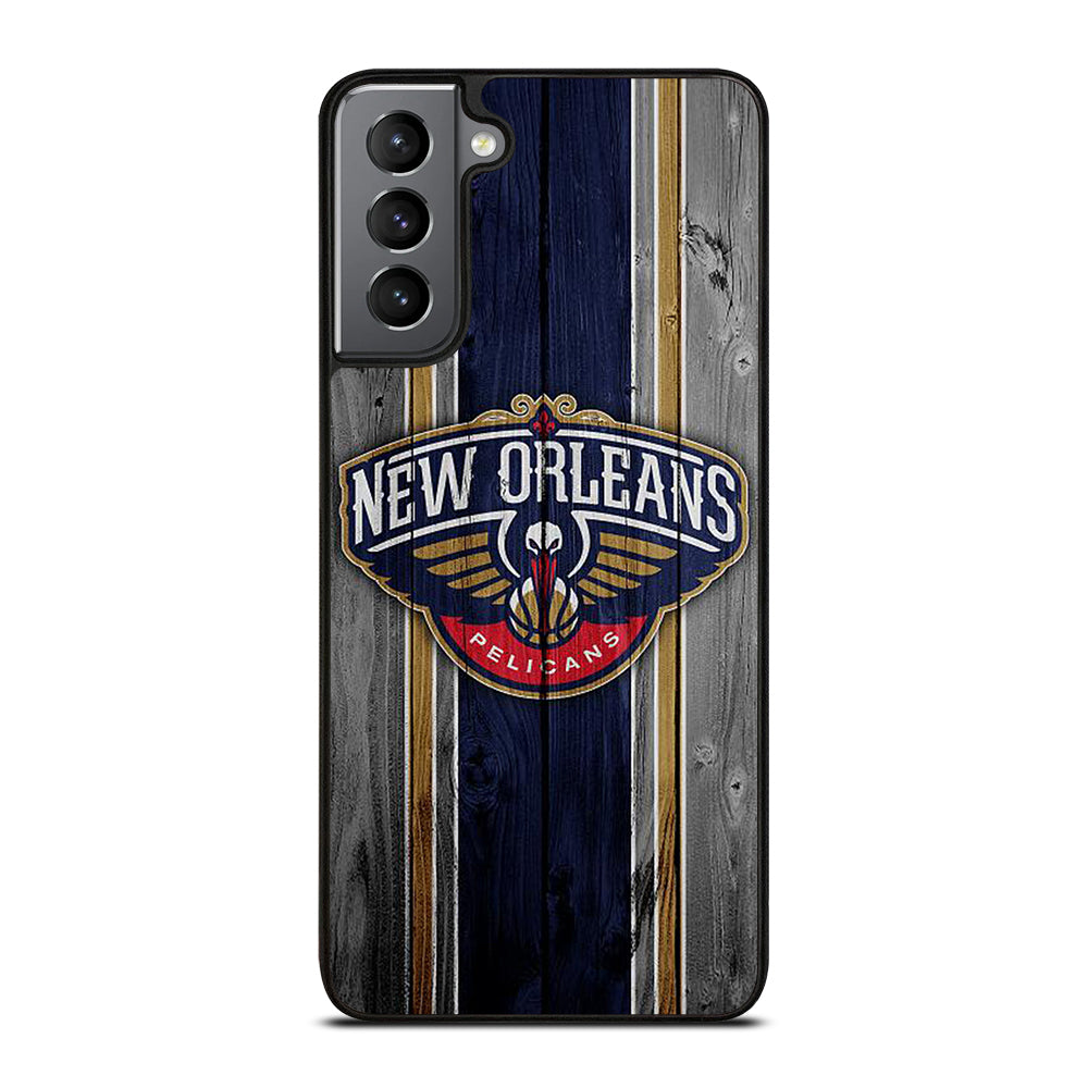 NEW ORLEANS PELICANS NBA WOODEN LOGO Samsung Galaxy S21 Plus Case Cover