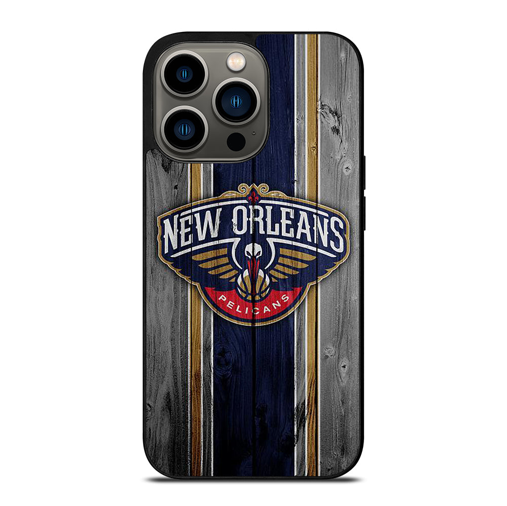 NEW ORLEANS PELICANS NBA WOODEN LOGO iPhone 13 Pro Case Cover