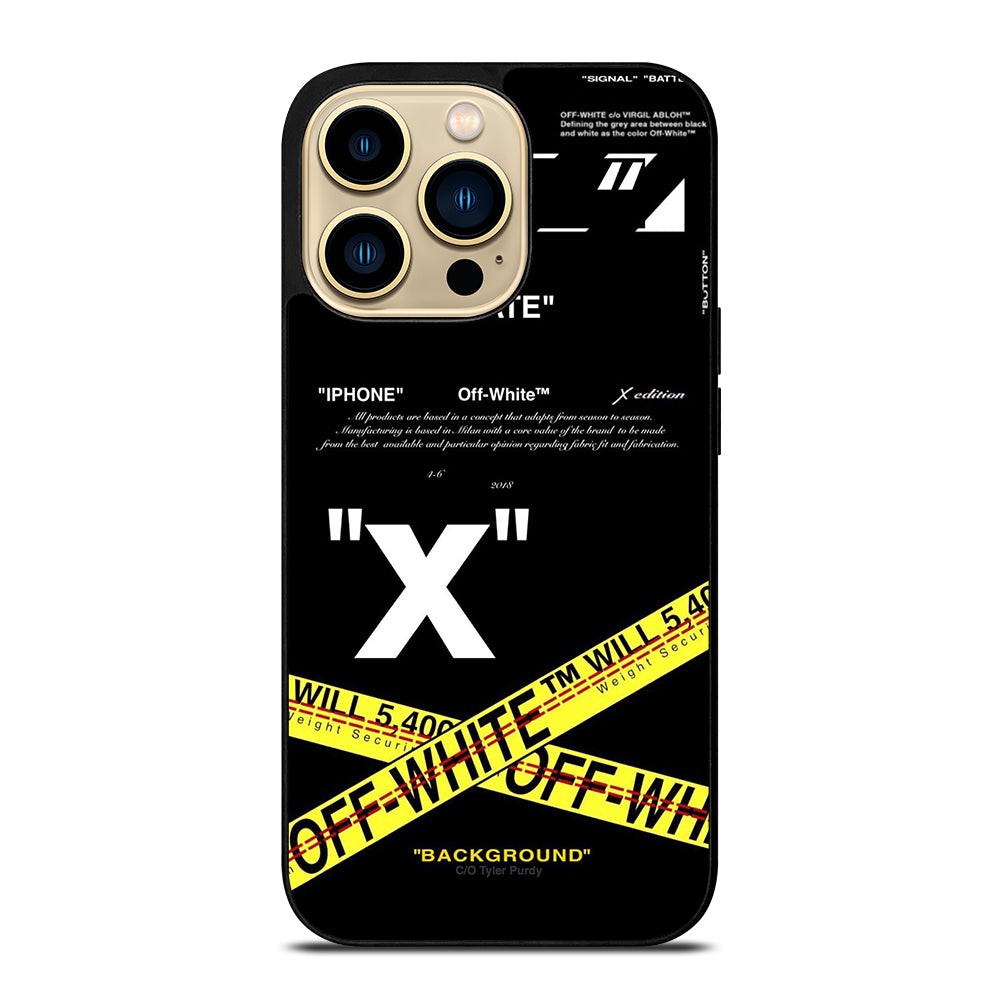 OFF WHITE YELLOW CROSS 2 iPhone 14 Pro Max Case Cover