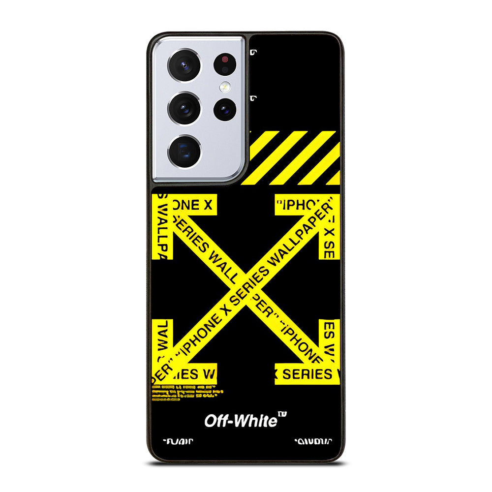 OFF WHITE YELLOW CROSS 3 Samsung Galaxy S21 Ultra Case Cover