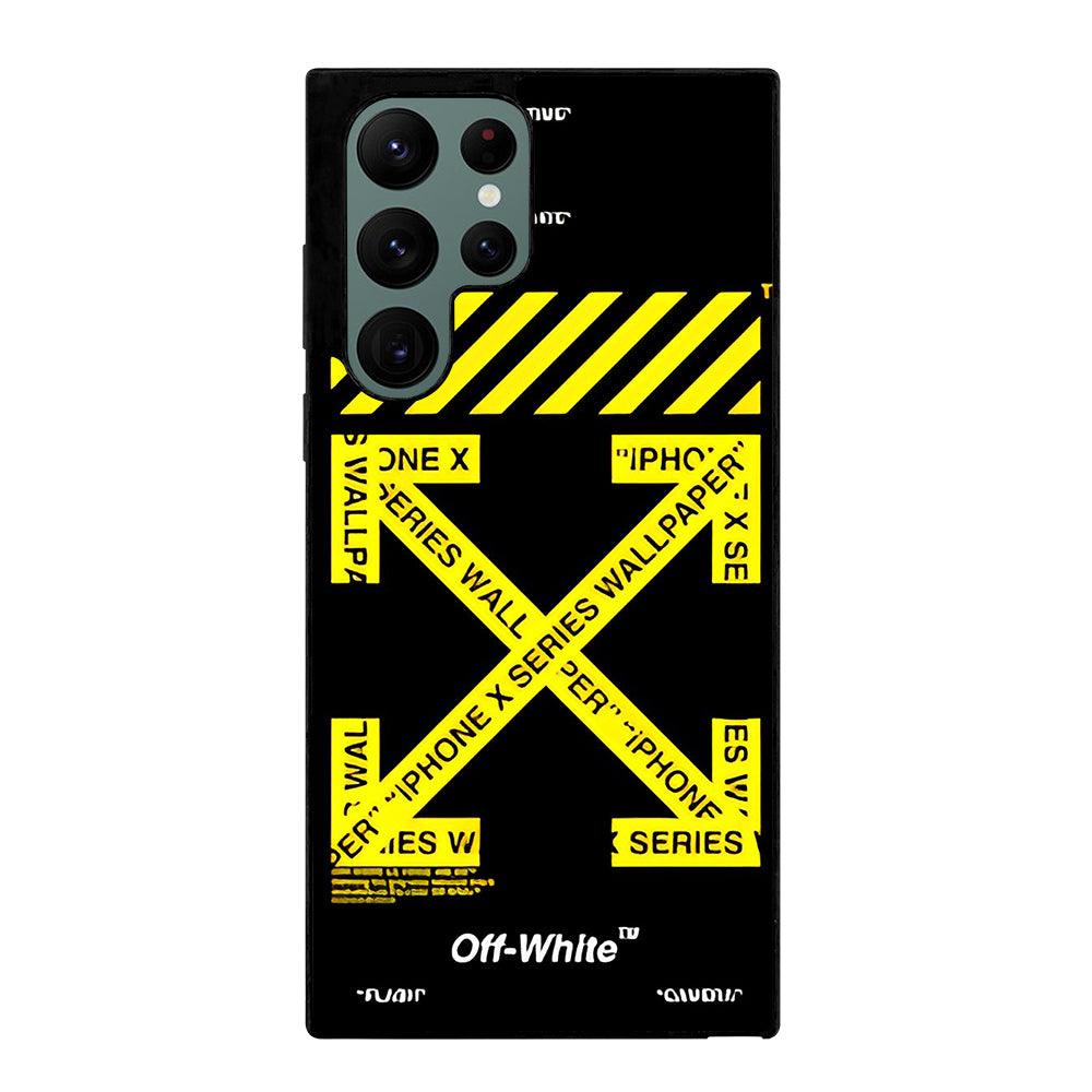 OFF WHITE YELLOW CROSS 3 Samsung Galaxy S22 Ultra Case Cover