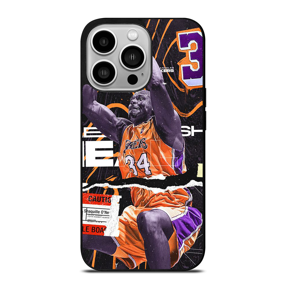 SHAQUILLE O'NEAL 34 LA LAKERS NBA BASKETBALL iPhone 14 Pro Case Cover