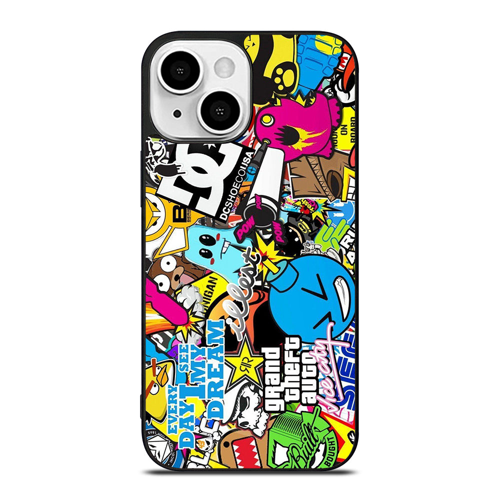 STICKER BOMB DC PATTERN 1 iPhone 13 Mini Case Cover