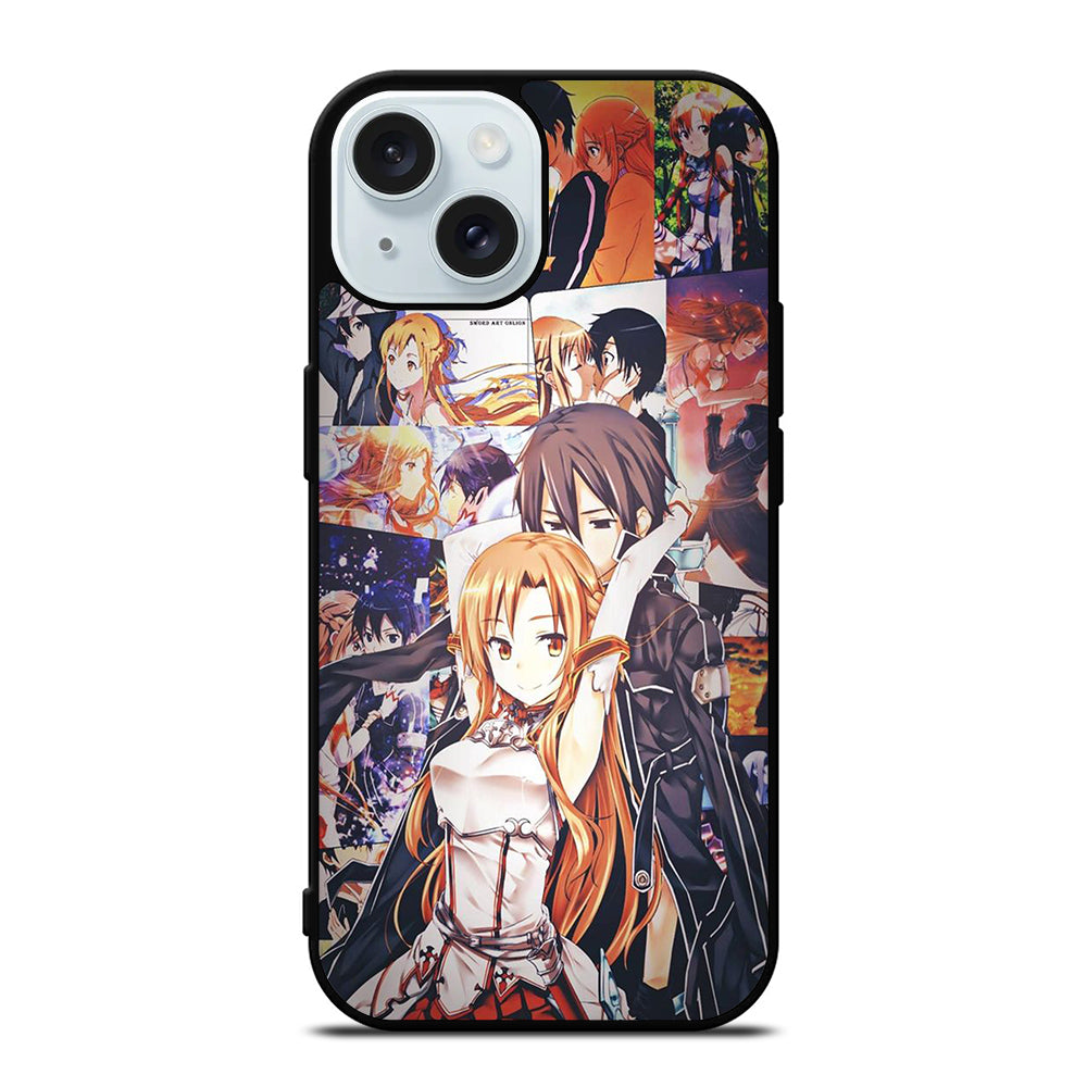SWORD ART ONLINE KIRITO AND ASUNA COLLAGE iPhone 15 Case Cover